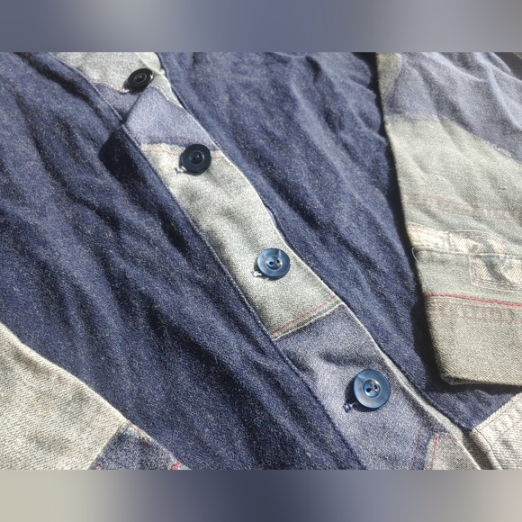 RARE Vintage Handmade Denim Style Cardigan - Picture 4 of 7